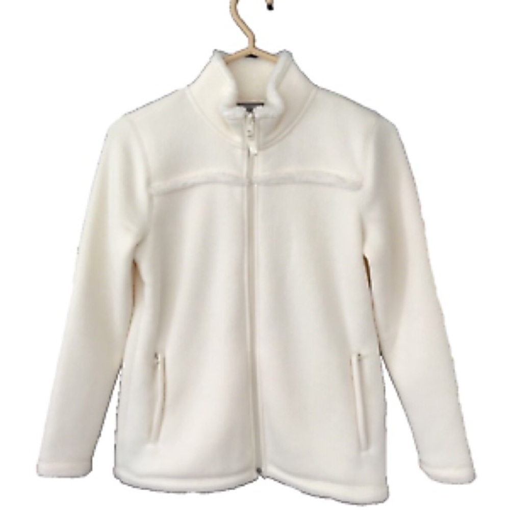 Talbots Ivory Women's Polyester Faux Fur Jacket